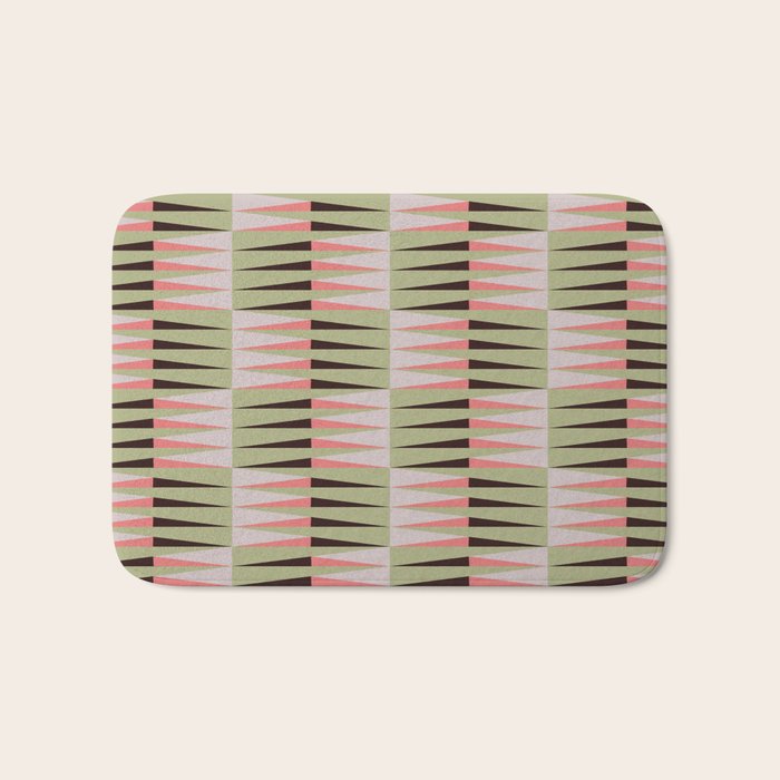Geometric pattern rose and light green Bath Mat Gallery Image 1