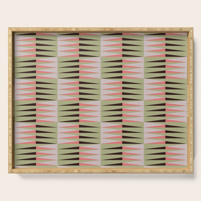Geometric pattern rose and light green Serving Tray Gallery Image 1