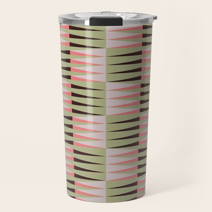 Geometric pattern rose and light green Travel Mug Gallery Image 1