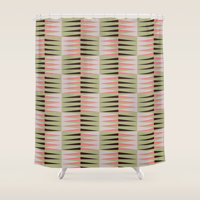 Geometric pattern rose and light green Shower Curtain Gallery Image 1