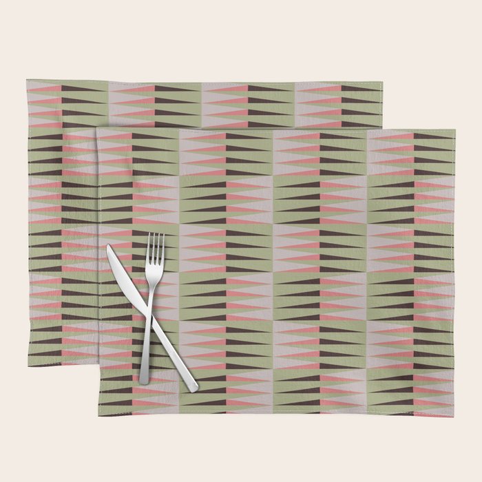 Geometric pattern rose and light green Placemat Gallery Image 1