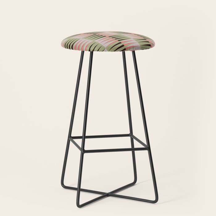 Geometric pattern rose and light green Stool Gallery Image 1
