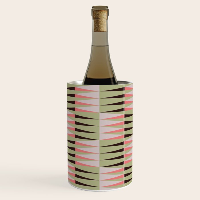 Geometric pattern rose and light green Wine Chiller Gallery Image 1