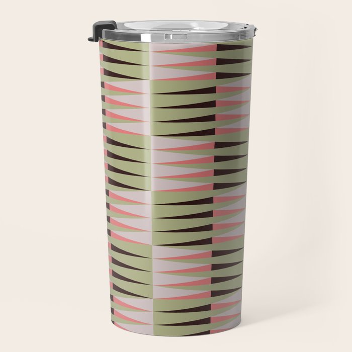 Geometric pattern rose and light green Travel Mug Gallery Image 3
