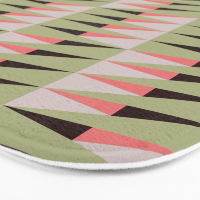 Geometric pattern rose and light green Bath Mat Gallery Image 3