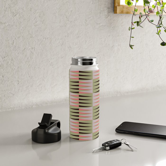 Geometric pattern rose and light green Water Bottle Gallery Image 4