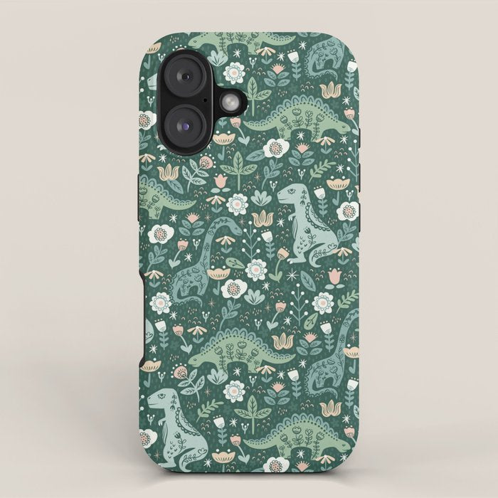 Folk Floral Dinosaur iPhone Case Gallery Image 1