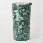 Folk Floral Dinosaur Travel Mug Gallery Image 2