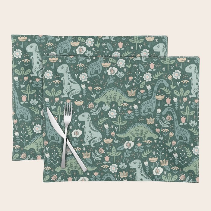 Folk Floral Dinosaur Placemat Gallery Image 1