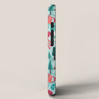 Besties // aqua background white Yeti brown Bigfoot teal and mint trees red and coral details iPhone Case Gallery Image 2
