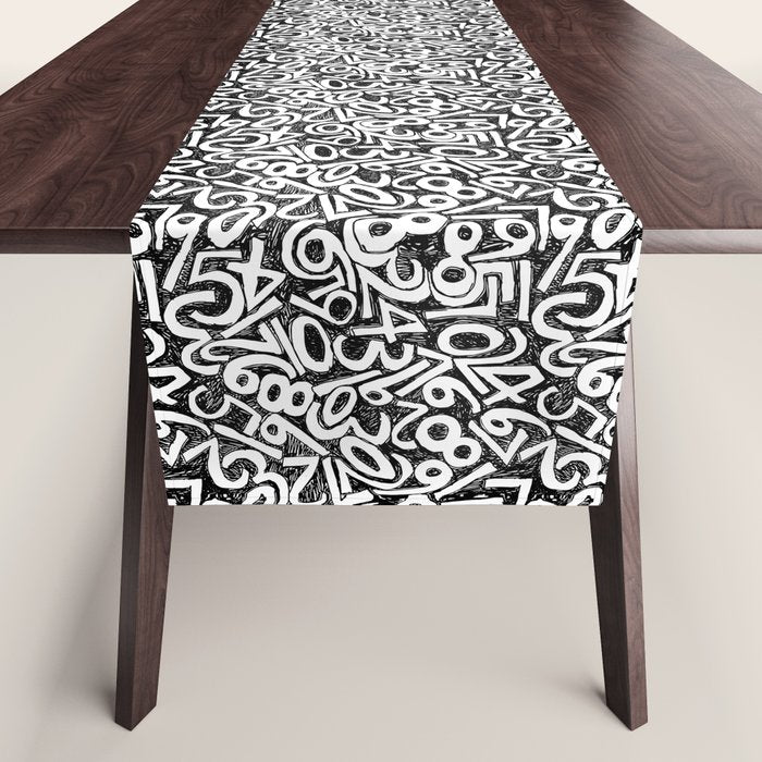 Numbers pattern in black and white Table Runner Gallery Image 1