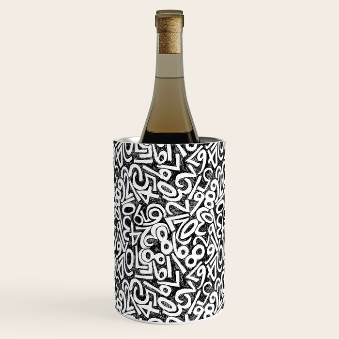 Numbers pattern in black and white Wine Chiller Gallery Image 1
