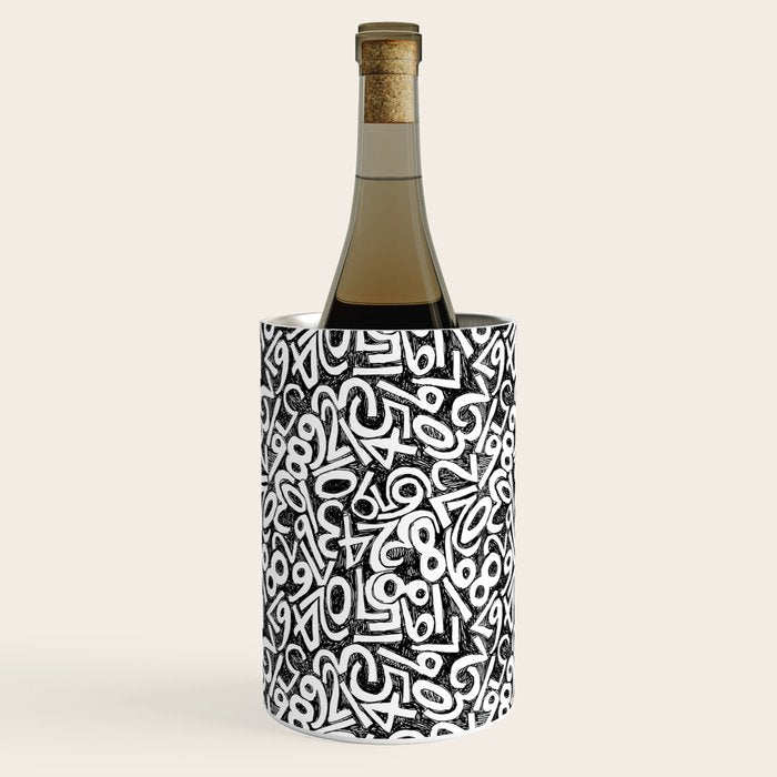 Numbers pattern in black and white Wine Chiller Gallery Image 3