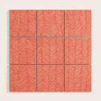 Living Coral Herringbone Happiness Wood Wall Art Gallery Image 1