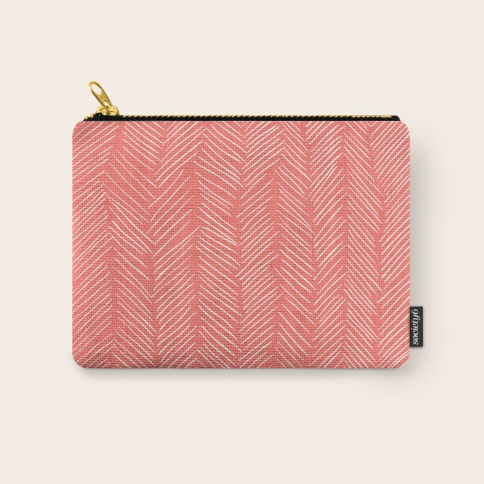 Living Coral Herringbone Happiness Carry All Pouch Gallery Image 1