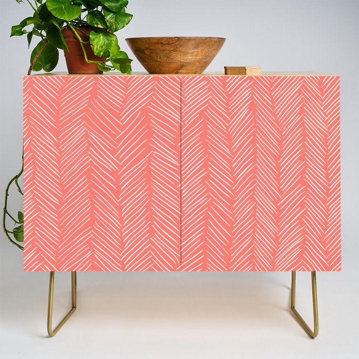 Living Coral Herringbone Happiness Credenza Gallery Image 1