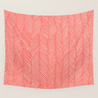Living Coral Herringbone Happiness Wall Tapestry Gallery Image 4
