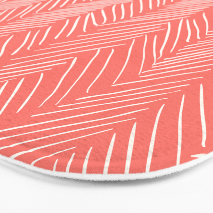 Living Coral Herringbone Happiness Bath Mat Gallery Image 3