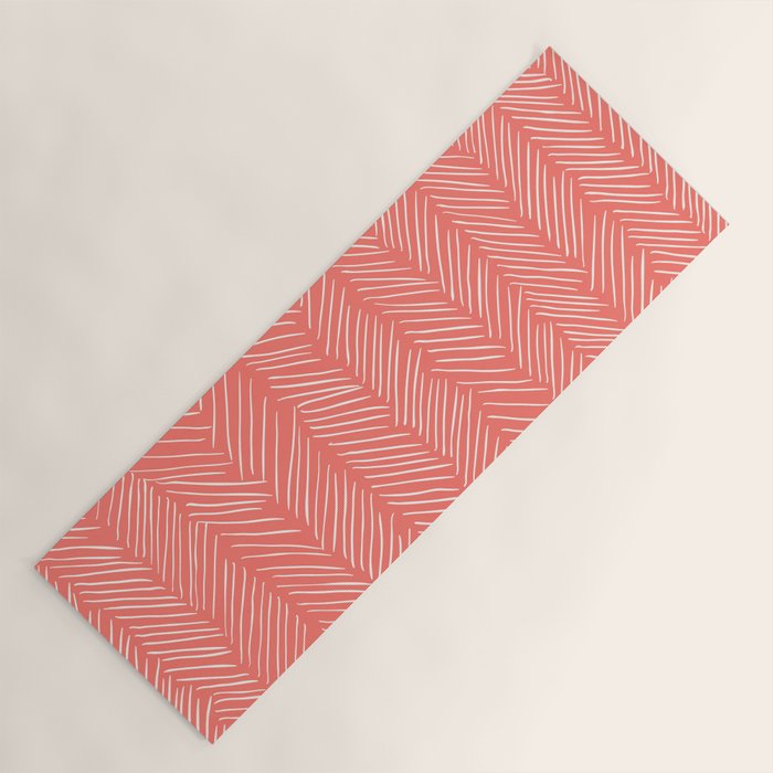 Living Coral Herringbone Happiness Yoga Mat Gallery Image 1