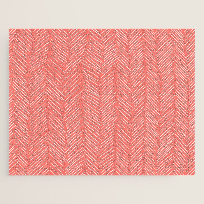 Living Coral Herringbone Happiness Jigsaw Puzzle Gallery Image 1
