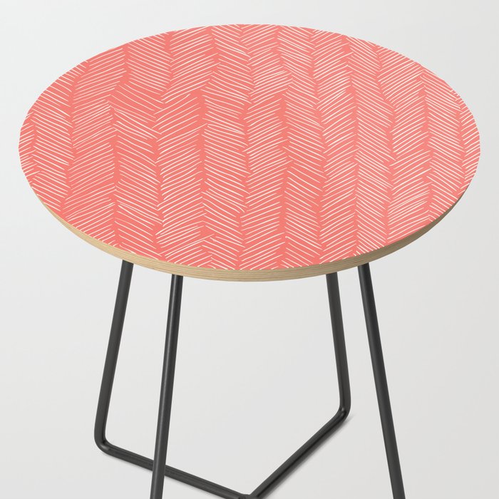 Living Coral Herringbone Happiness Side Table Gallery Image 2