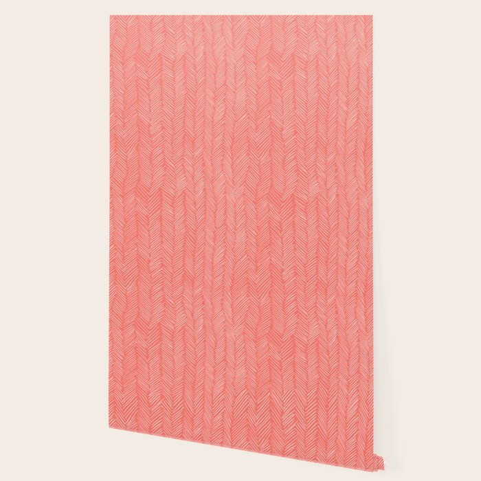 Living Coral Herringbone Happiness Wallpaper Gallery Image 2