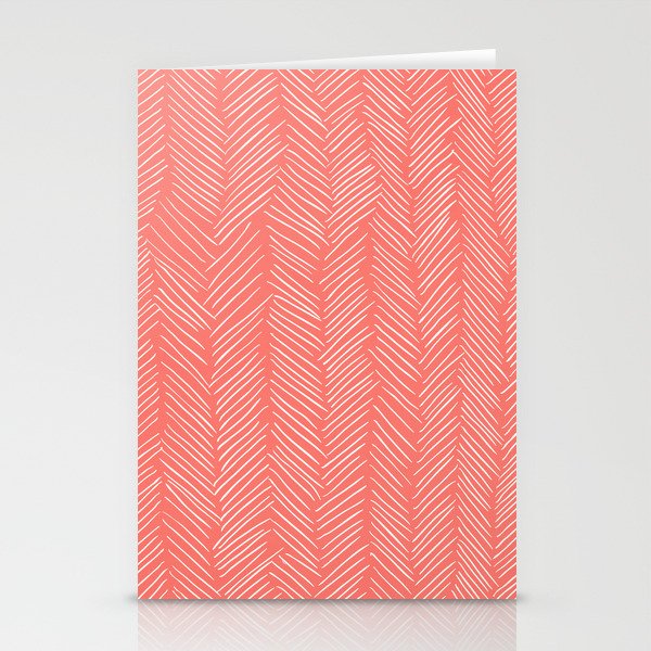 Living Coral Herringbone Happiness Stationery Card Gallery Image 2
