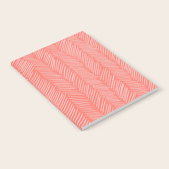 Living Coral Herringbone Happiness Notebook Gallery Image 2