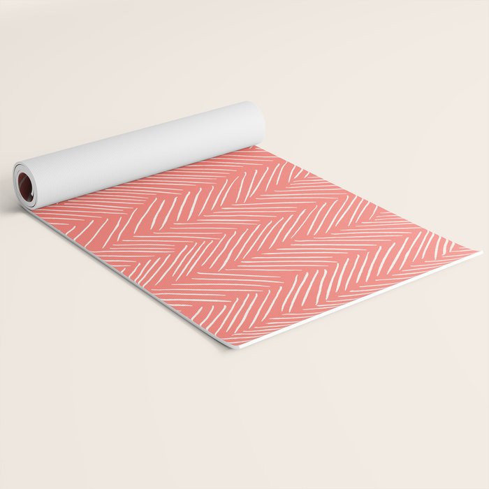 Living Coral Herringbone Happiness Yoga Mat Gallery Image 2
