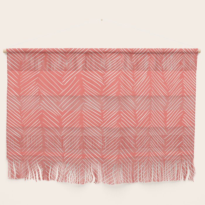 Living Coral Herringbone Happiness Wall Hanging Gallery Image 1