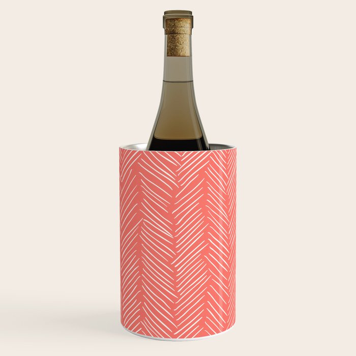 Living Coral Herringbone Happiness Wine Chiller Gallery Image 1