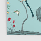 Chinoiserie Oriental Blossom Floral Birds Aqua Blue Peacock Botanical Poster Gallery Image 3