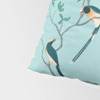 Chinoiserie Oriental Blossom Floral Birds Aqua Blue Peacock Botanical Pillow Sham Gallery Image 4