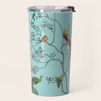 Chinoiserie Oriental Blossom Floral Birds Aqua Blue Peacock Botanical Travel Mug Gallery Image 2