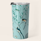 Chinoiserie Oriental Blossom Floral Birds Aqua Blue Peacock Botanical Travel Mug Gallery Image 3