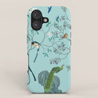 Chinoiserie Oriental Blossom Floral Birds Aqua Blue Peacock Botanical iPhone Case Gallery Image 1