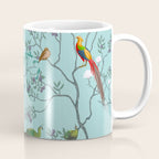 Chinoiserie Oriental Blossom Floral Birds Aqua Blue Peacock Botanical Coffee Mug Gallery Image 1