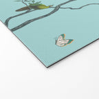 Chinoiserie Oriental Blossom Floral Birds Aqua Blue Peacock Botanical Welcome Mat Gallery Image 2
