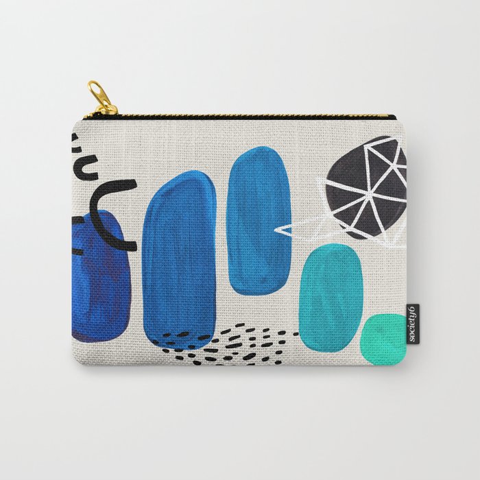 Fun Abstract Minimalist Mid Century Modern Colorful Shapes Marine Green Blue Ombre Watercolor Bubble Carry All Pouch Gallery Image 1
