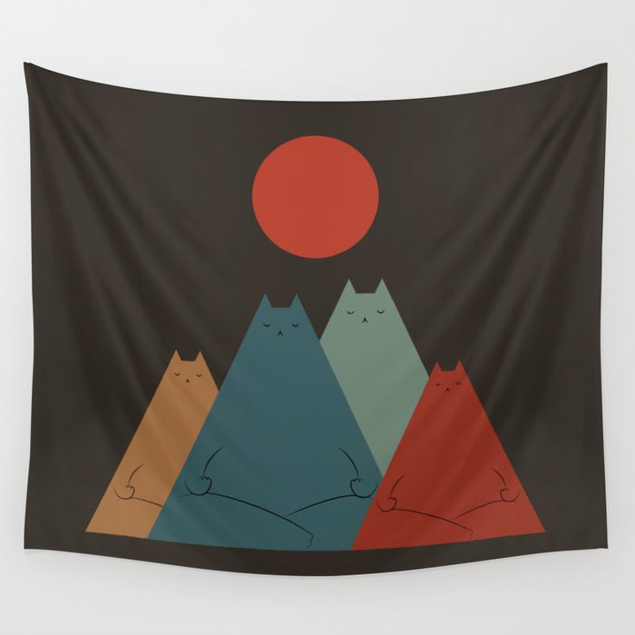 Cat Landscape 64: Group Meowditation Wall Tapestry Gallery Image 1