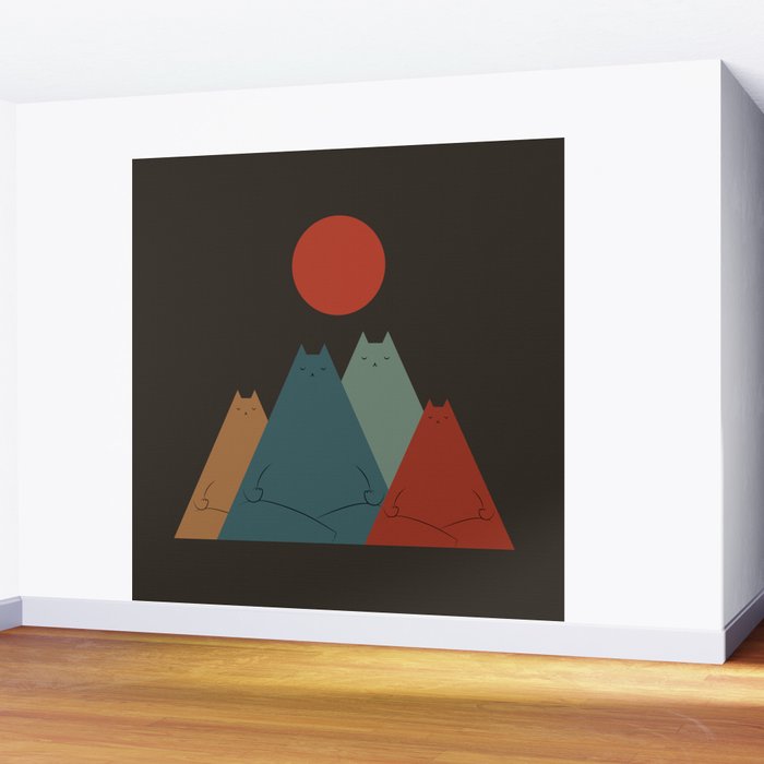 Cat Landscape 64: Group Meowditation Wall Mural Gallery Image 2