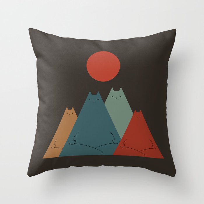Cat Landscape 64: Group Meowditation Throw Pillow Gallery Image 6