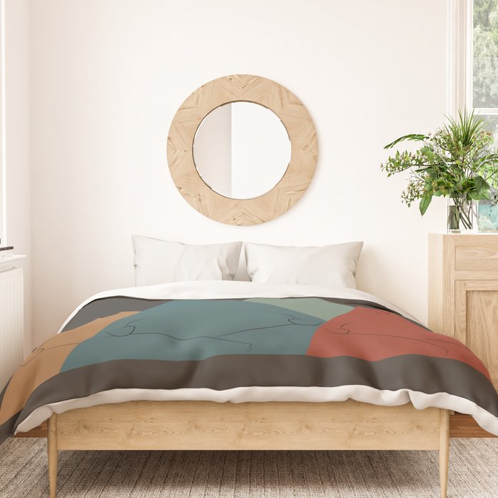 Cat Landscape 64: Group Meowditation Duvet Cover Gallery Image 3