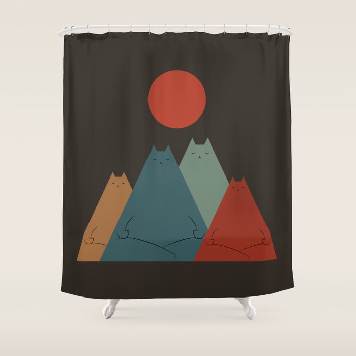 Cat Landscape 64: Group Meowditation Shower Curtain Gallery Image 1