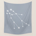 Gemini Zodiac Star Constellation Line Art Blue Grey Wall Tapestry Gallery Image 4