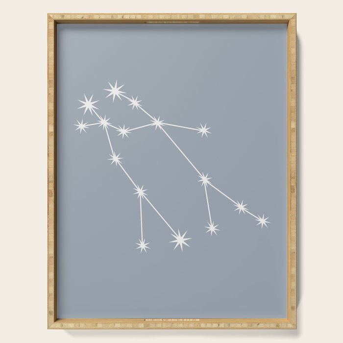 Gemini Zodiac Star Constellation Line Art Blue Grey Serving Tray Gallery Image 1