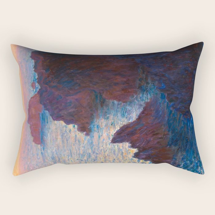 Claude Monet Impressionist Landscape Oil Painting Sunset At Sea Cliffs Ocean Cliff Landscape Rectangular Pillow Gallery Image 1