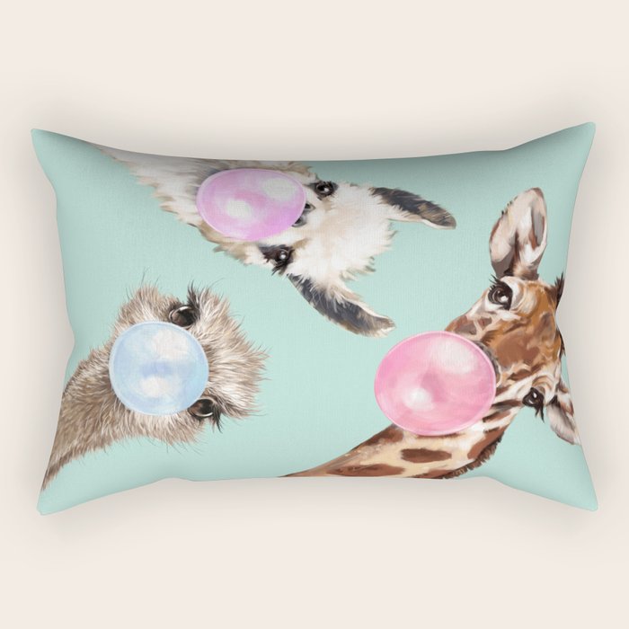 Bubblegum Gangs in Green Rectangular Pillow Gallery Image 2