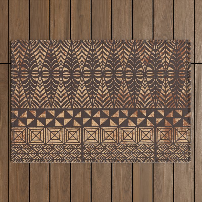 UrbanNesian Tongan Ngatu Outdoor Rug Gallery Image 1
