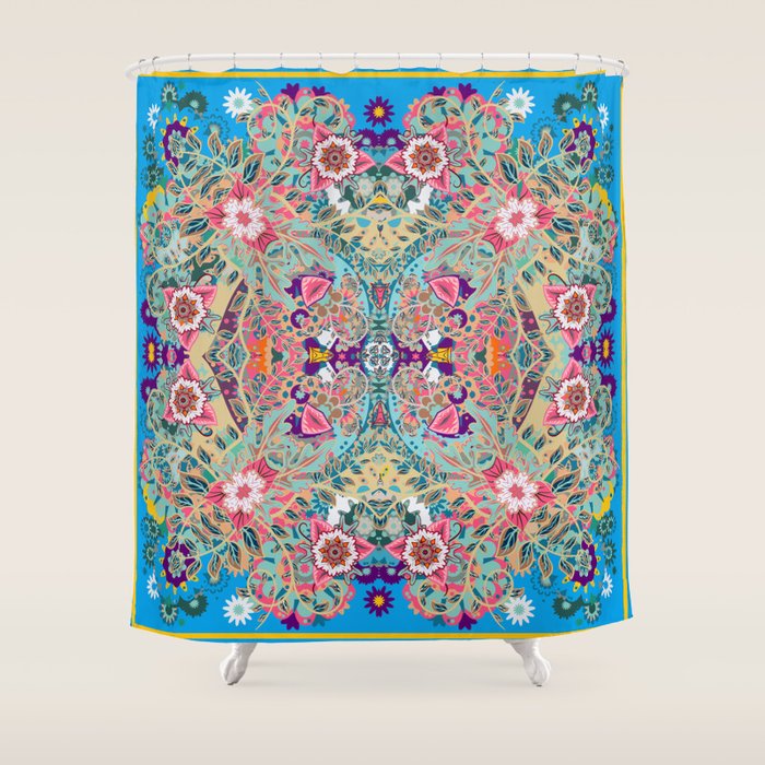 Mandala - Turquoise Boho Shower Curtain Gallery Image 1